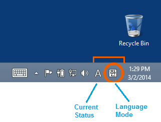 Language bar Korean enabled EN