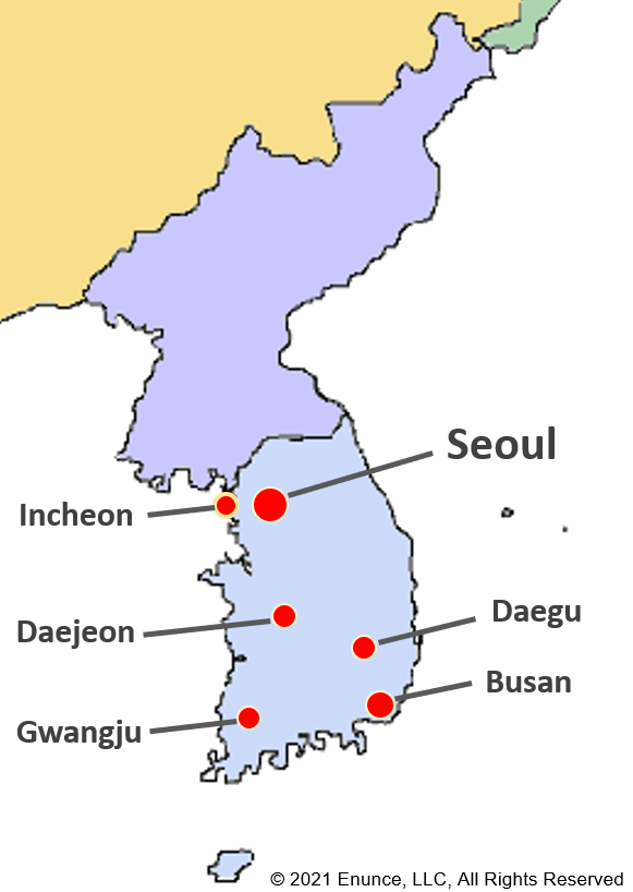 Tilsyneladende Gurgle Ryd op 6 Largest Cities in South Korea